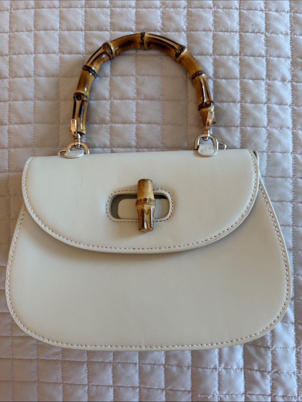 Urban Expressions White/cream Vegan Leather Bamboo Handle Satchel Handle